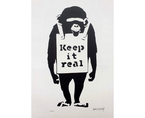 BANKSY (Né en 1974), d'aprèsKeep it realEpreuve offset sur papier d'art texturé 300 gr/m²Signée dans la planche en bas à droi