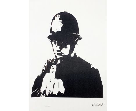 BANKSY (Né en 1974), d'aprèsFuck the policeEpreuve offset sur papier d'art texturé 300 gr/m²Signée dans la planche en bas à d