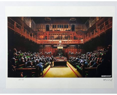 BANKSY (Né en 1974), d'aprèsDevolved ParliamentEpreuve offset sur papier d'art texturé 300 gr/m²Signée dans la planche en bas