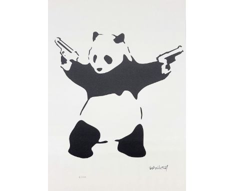 BANKSY (Né en 1974), d'aprèsPandaEpreuve offset sur papier d'art texturé 300 gr/m²Signée dans la planche en bas à droiteNumér