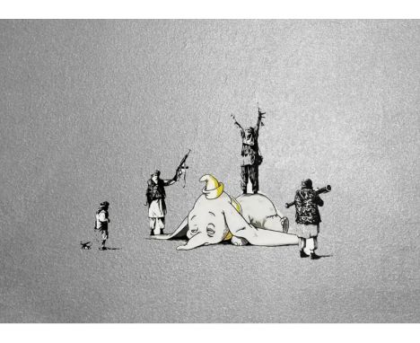BANKSY (Né en 1974)Dumbo (Silver Edition)Sérigraphie sur papier Fine Art Paper 300 gsmFond argenté rehaussé à la main.Edition
