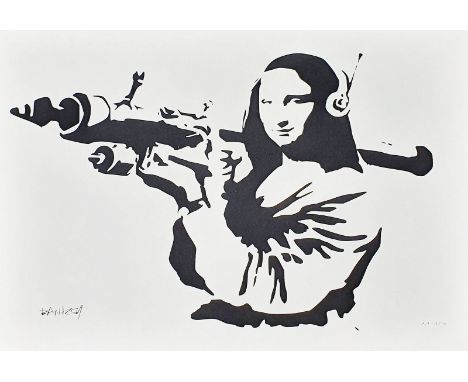 BANKSY (Né en 1974), d'aprèsMona LisaEpreuve offset sur papier d'art texturé 300 gr/m²Signée dans la planche en bas à droiteN