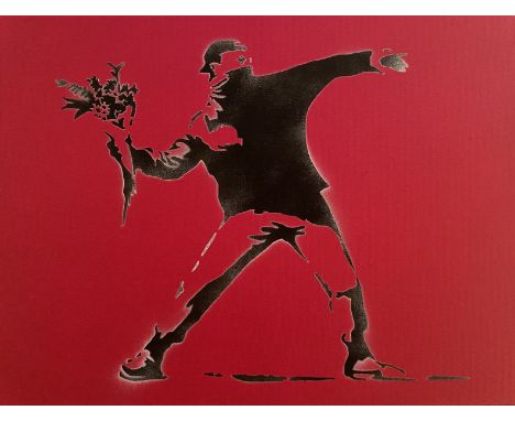 BANKSY DISMALAND– D’APRESFlowers ThrowersBombe aérosol et pochoir sur toile, signé et numéroté à 50 exemplaires (le nôtre 4/2