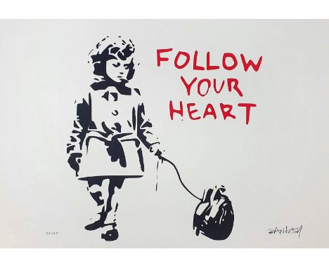 BANKSY (Né en 1974), d'aprèsFollow your heartEpreuve offset sur papier d'art texturé 300 gr/m²Signée dans la planche en bas à