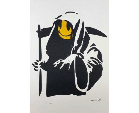BANKSY (Né en 1974), d'aprèsMowerEpreuve offset sur papier d'art texturé 300 gr/m²Signée dans la planche en bas à droiteNumér