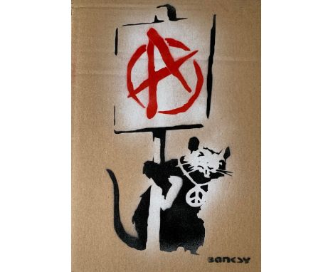 BANKSY DISMALAND – D’APRESBombe aérosol et pochoir sur carton, signé et numéroté à 50 exemplaires.Art gratuit de la peinture 