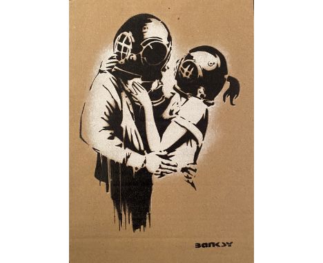 BANKSY DISMALAND – D’APRESBombe aérosol et pochoir sur carton, signé et numéroté à 50 exemplaires.Art gratuit de la peinture 