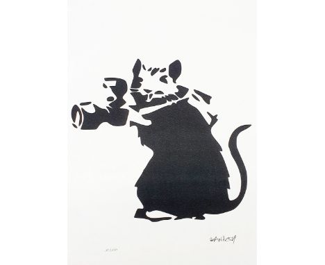 BANKSY (Né en 1974), d'aprèsPaparazzi RatEpreuve offset sur papier d'art texturé 300 gr/m²Signée dans la planche en bas à dro