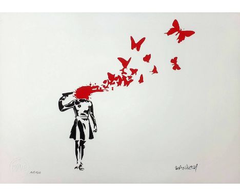 BANKSY (Né en 1974), d'aprèsButterfly Girl SuicideEpreuve offset sur papier d'art texturé 300 gr/m²Signée dans la planche en 