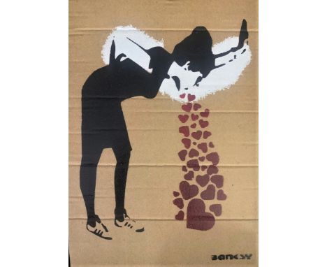 BANKSY DISMALAND – D’APRESBombe aérosol et pochoir sur carton, signé et numéroté à 50 exemplaires.Art gratuit de la peinture 