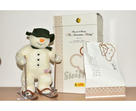 A BOXED STEIFF RAYMOND BRIGGS 'THE SNOWMAN SKIING' SOFT TOY, Limited Edition exclusive to The Guild of Specialist Gift Retail