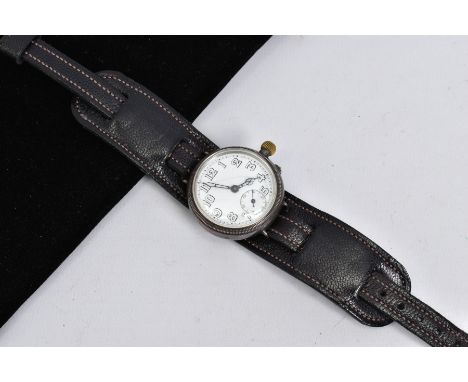 A SILVER BORGEL CASED WATCH HEAD, white enamel dial with Roman numeral hour markers and subsidiary seconds to six o'clock, Lo