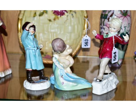 THREE ROYAL WORCESTER MONTHS OF THE YEAR FIGURES, 'January', RW3452, 'February', RW3453 and 'August', RW3441, all by F.G. Dou