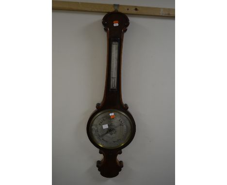 A VICTORIAN ROSEWOOD ANEROID BAROMETER, Joseph Somalvico &amp; Co, Hatton Garden, London, silvered dial and thermometer, heig