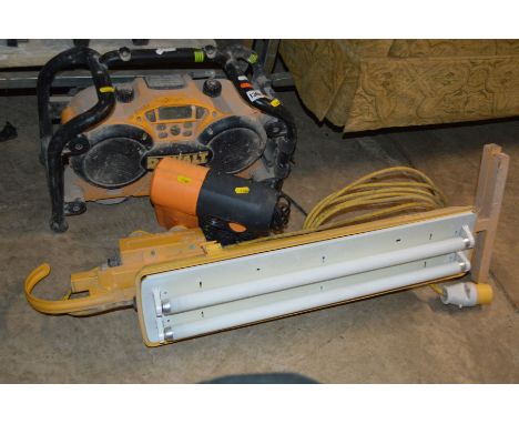 A DEWALT DCO11 SITE STEREO, together with a tyre pump and a scaffolding lamp (3)