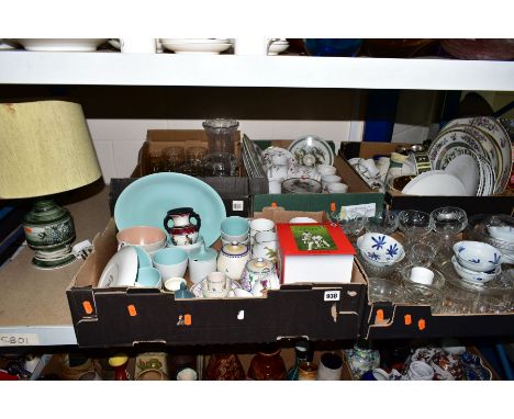 FIVE BOXES AND LOOSE OF CERAMICS AND GLASSWARES, to include Poole pottery, boxed Ladybird Archive Collection 'The Story of Cr