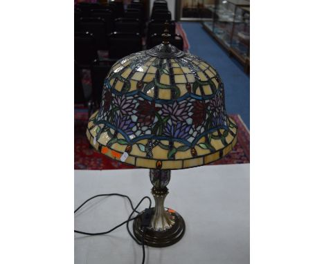 A TIFFANY STYLE TABLE LAMP, with double light fittings, diameter 41cm x height 65cm