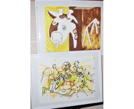 VINCENT CORPET (FRENCH 1958) an abstract study of a cow? Limited edition print 62/150, signed bottom left, framed, image size