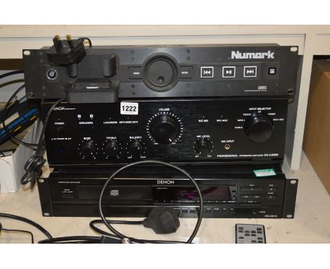 A DENON DN-A-300M PROFESSIONAL HI FI AMPLIFIER  with remote, a Denon DN-C615 CD player and a Numark Idec docking station (3)