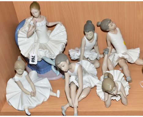 SIX NAO BALLERINA FIGURES, 'A Dream come True' height 25cm, dreamy ballet dancer No1456, sealed ballet figure, pensive ballet