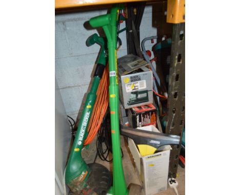 A COLLECTION OF ELECTRIC HAND TOOLS to include two boxed Black and Decker wallpaper strippers, Powercraft recipocating saw, B