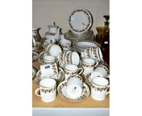 A WEDGWOOD 'AUTUMN VINE' TEA, COFFEE AND PART DINNER SERVICE to include tea pot, tea cups and saucers, coffee cans and saucer