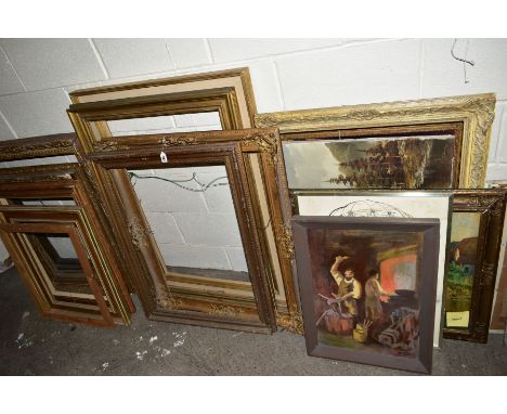 PAINTINGS, PRINTS AND PICTURE FRAMES, etc, to include L Baudin, Continental Town, oil on canvas, Brown, landscape oil on canv
