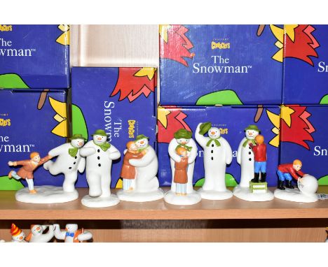 SEVEN BOXED COALPORT THE SNOWMAN CHARACTER FIGURES, 'Building the Snowman', 'Adding A Smile', 'The Greeting', 'The Hug', 'The