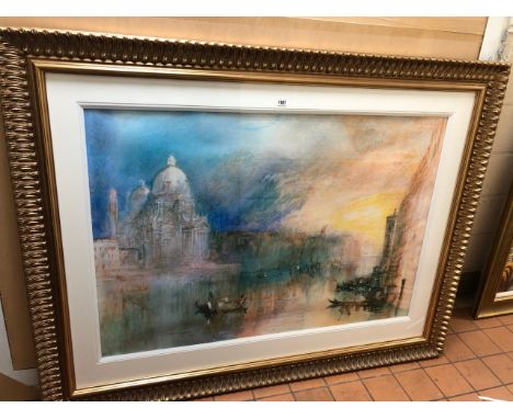 AFTER J.M.W.TURNER 'SANTA MARIA DELLA SALUTE', a print of a Venetian scene, mounted, framed and glazed, approximate size 87cm