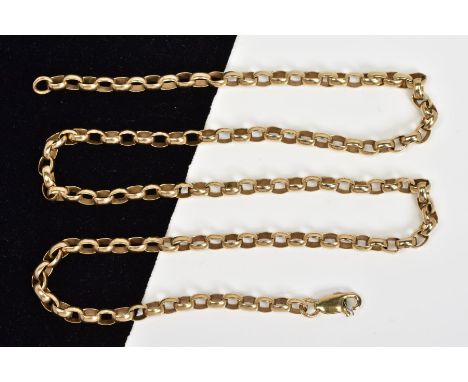 A 9CT GOLD OVAL BELCHER CHAIN, measuring approximately 600mm in length, fitted to a trigger style clasp, hallmarked 9ct gold,