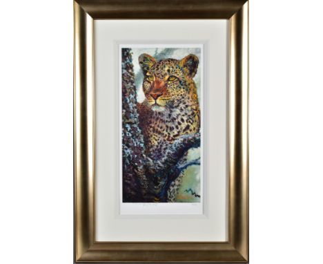 ROLF HARRIS (AUSTRALIAN 1931) 'ALERT FOR PRAY II', a limited edition print of a leopard 195/195, signed to lower margin, with