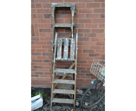 TWO SETS OF WOODEN STEP LADDERS (2)