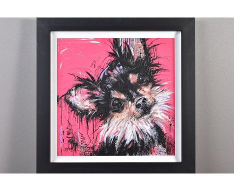 SAMANTHA ELLIS (BRITISH 1992) 'BECAUSE I'M WORTH IT', an artist proof print on board of a terrier dog, 30/30, signed bottom l