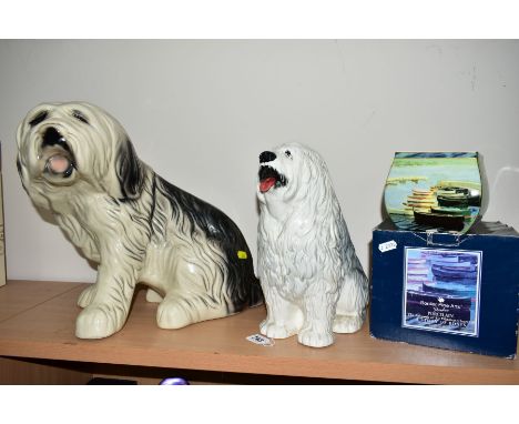 A BESWICK FIRESIDE 'OLD ENGLISH SHEEPDOG' No2232, height 28cm, together with a larger ceramic sheepdog, height 34cm, and a bo