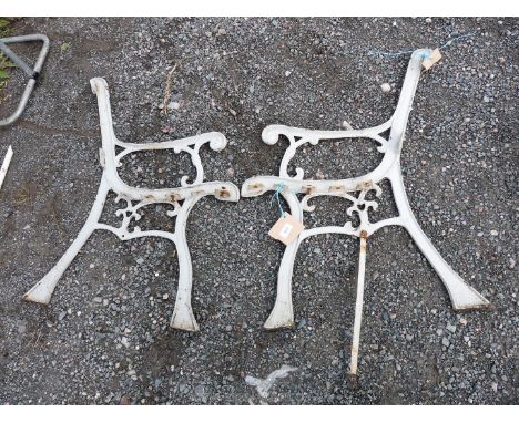 Pair of wrought iron bench ends