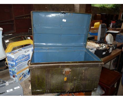 A metal travel Trunk.