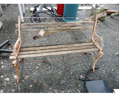Cast iron garden bench for restoration, 47'' long