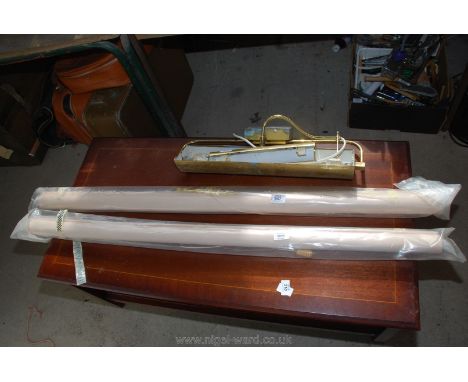 Two new roller blinds 48" wide and two brass effect picture lights.