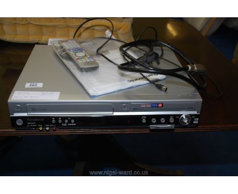 Panasonic DVD VHS player/recorder with remote, sold as seen.