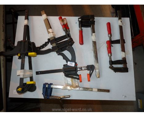 Five pairs of various 'G' and sash clamps etc.