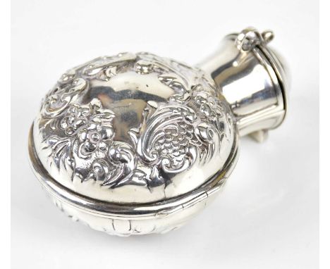 GOLDSMITHS &amp; SILVERSMITHS CO; a late Victorian hallmarked silver cased perfume bottle holder with gilt interior, the oute