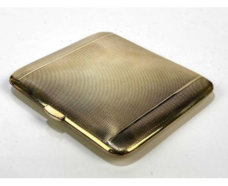 A 9ct yellow gold cigarette case with engine turned decoration, approx 88g.