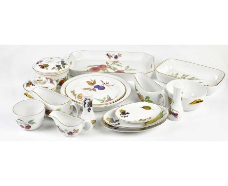 ROYAL WORCESTER; an extensive part tea and dinner service in the 'Evesham' pattern.