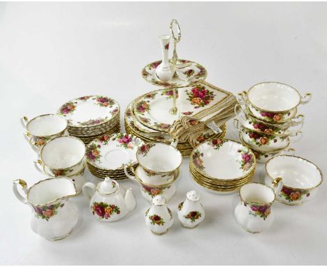 ROYAL ALBERT; a part tea and dinner service in the 'Old Country Roses' pattern.