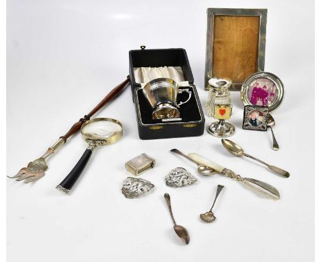 ANGORA SILVER PLATE COMPANY; an Elizabeth II marked silver christening mug, with a band of engine turned decoration, Birmingh