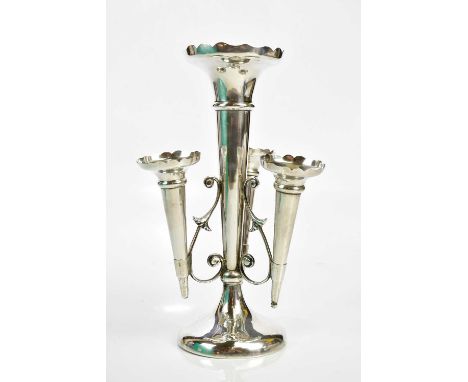 A George V hallmarked silver epergne, Birmingham 1914, loaded base, height 27cm. 