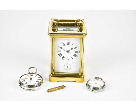 A hallmarked silver cased open face pocket watch, the white enamel dial set with Roman numerals and subsidiary dial, together