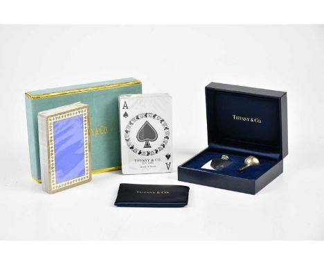 TIFFANY &amp; CO; a boxed set of two wrapped unused playing card packs in pull out box, one pink and one lilac, in original T