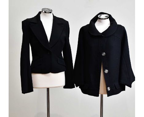 DOLCE &amp; GABANNA; two black wool short fitted jackets, both size 44 (2).Condition Report: The jackets are both in a good v