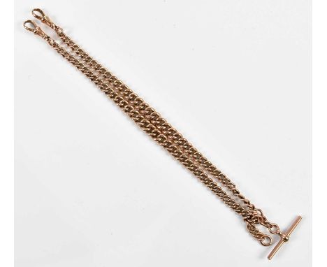 A 9ct rose gold Albert chain and T-bar, length 40cm, approx 50.7g.Condition Report: Overall condition is good